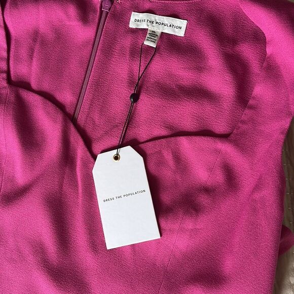 Dress the Population Monroe Dress Womens Size XL Fuchsia Pink Maxi Slit Gown - Picture 5 of 8